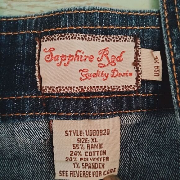 Sapphire Red Denim Halter Top Size XL 4 Button Closure - Picture 3 of 8